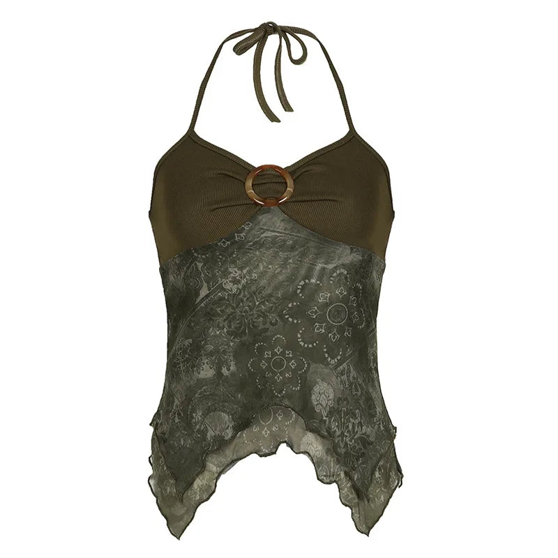 Fairy Grunge Floral Halter Top