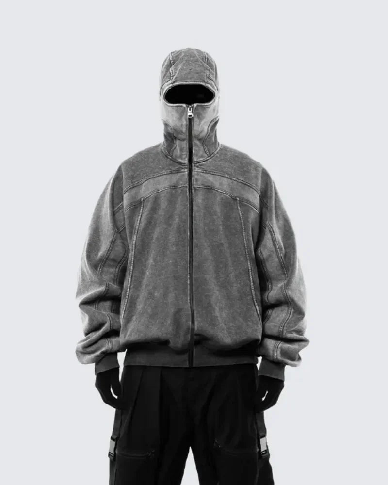 Classic Washed Gray Balaclava Ninja Sweetshirt