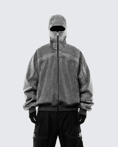 Classic Washed Gray Balaclava Ninja Sweetshirt