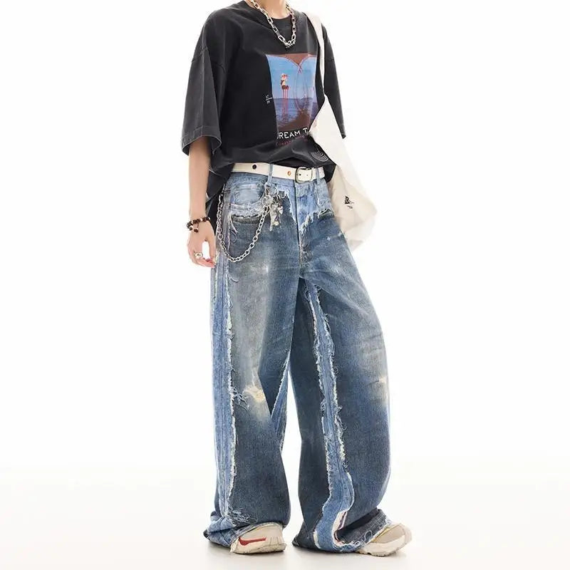 Y2K Layered Pattern Baggy Jans