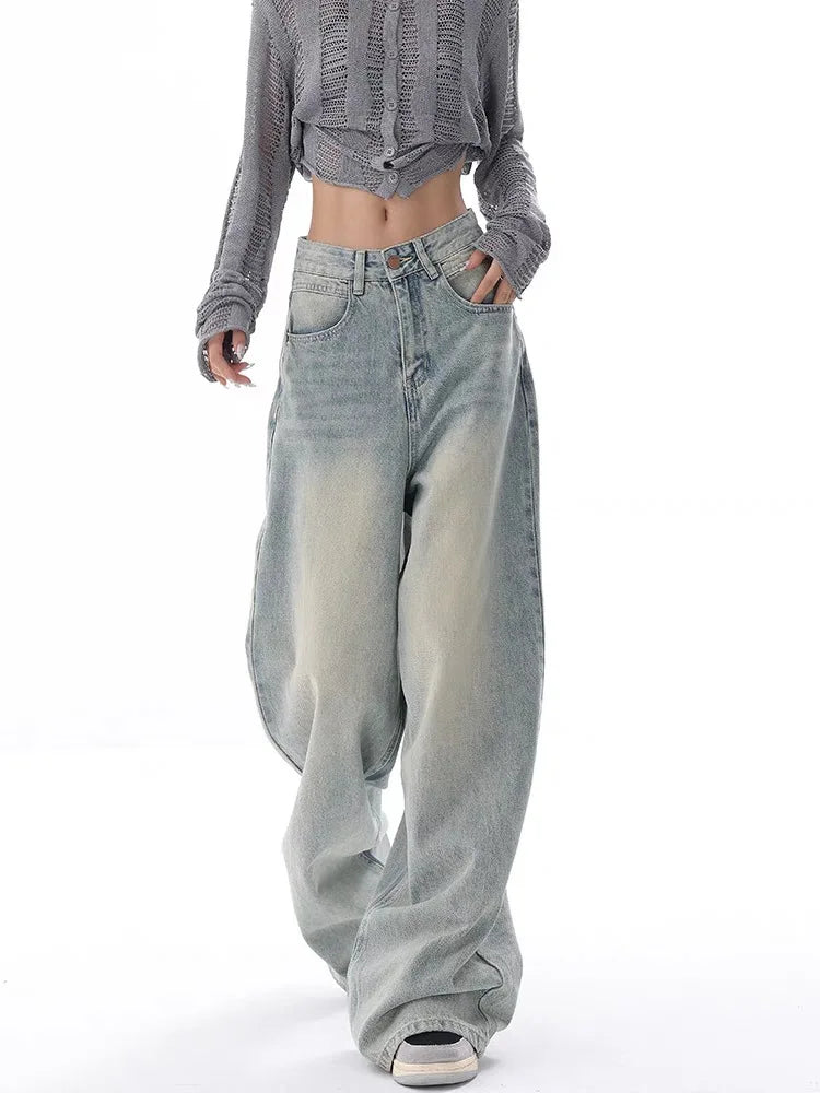 Y2K Off-White Color Wide Leg Jeans