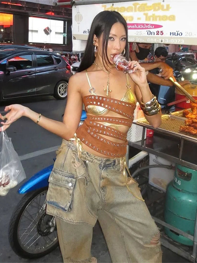 Cyperpunk Hollowed Out Crop Top