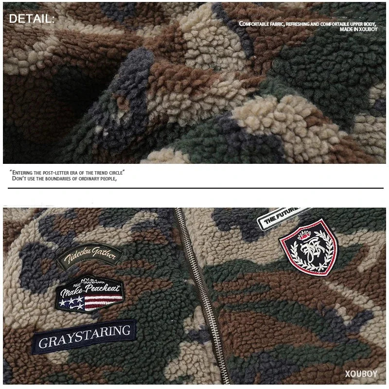 Fleece Camouflage Lamb Wool Coat