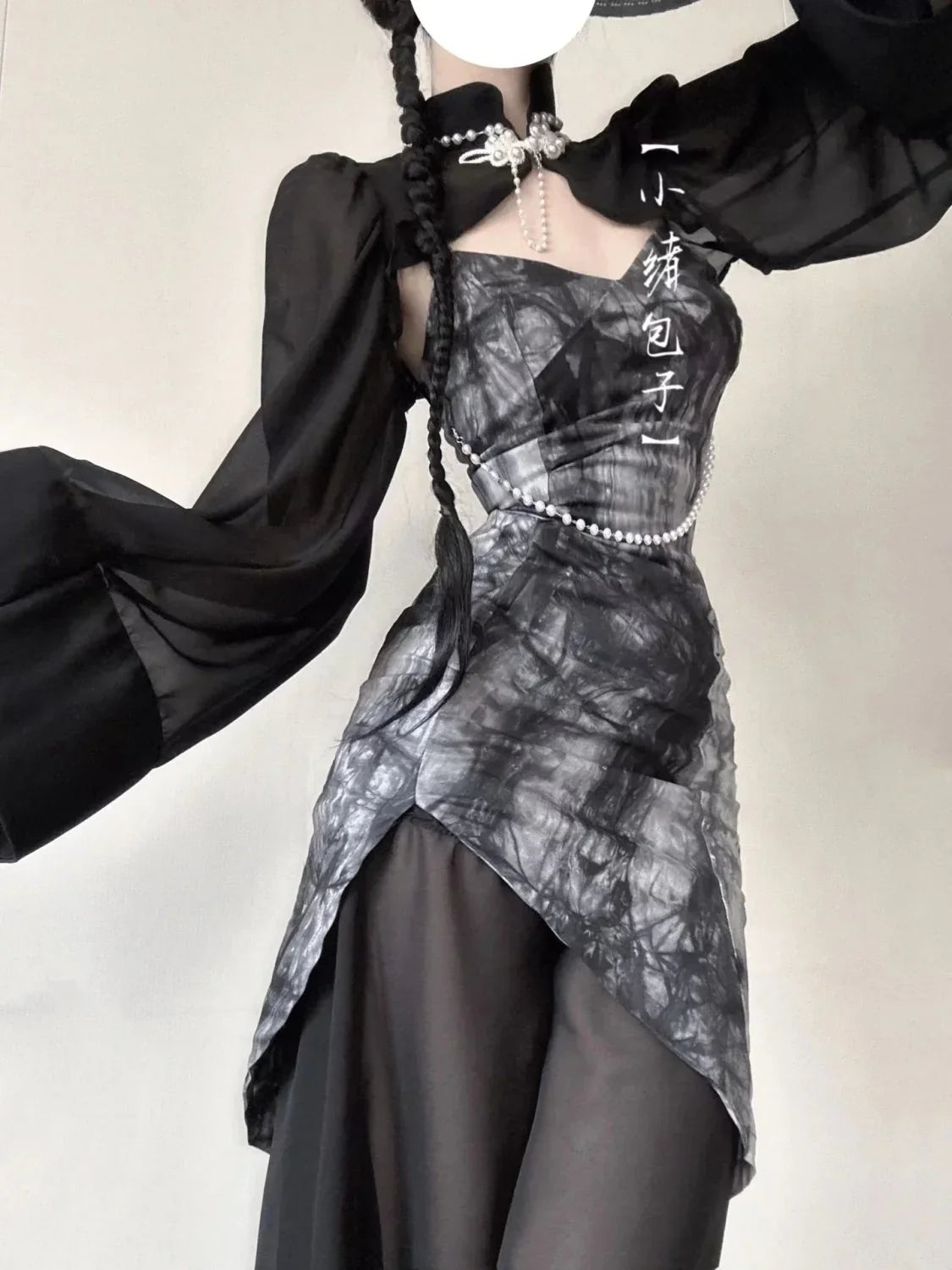 Gothic Wide Sleeve Midi Dress