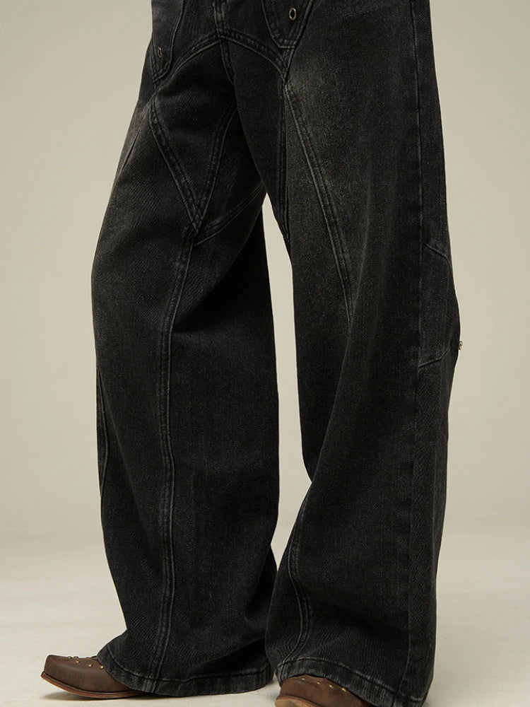 Black Grunge Wide Leg Jeans