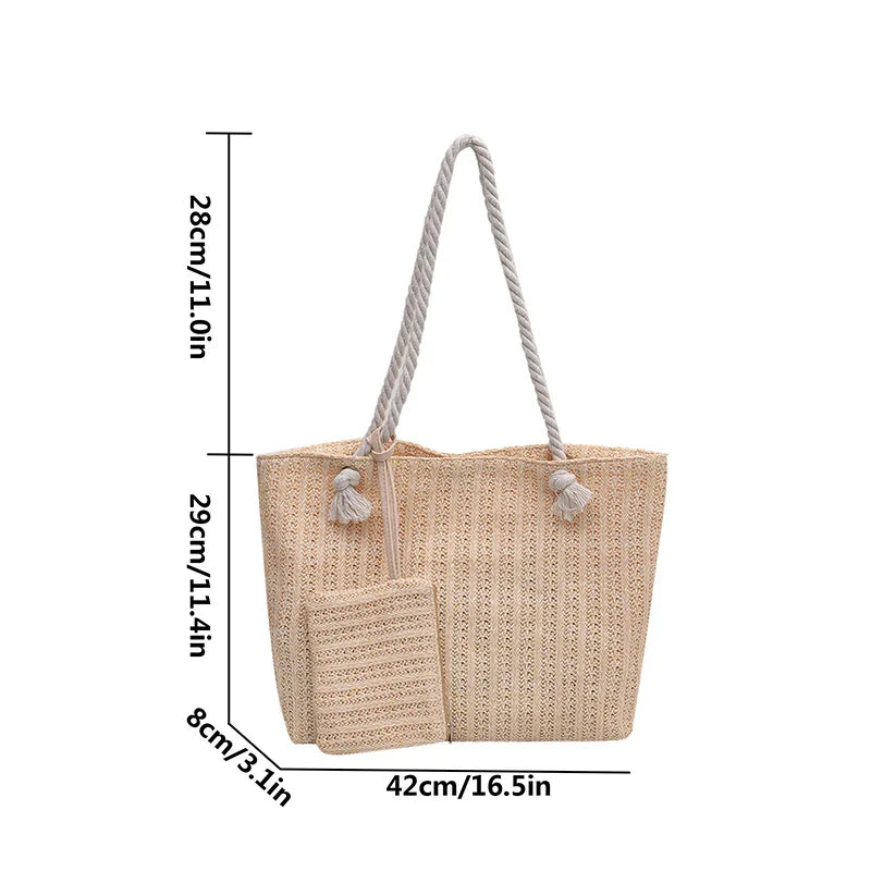 Knitted Rope Handle Shoulder Bag