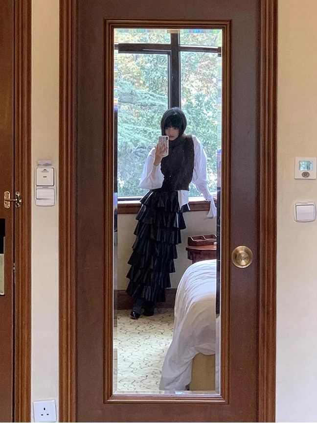 Waist Long Elegant Tiered Skirt