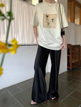 Elegante Satinhose mit weitem Bein