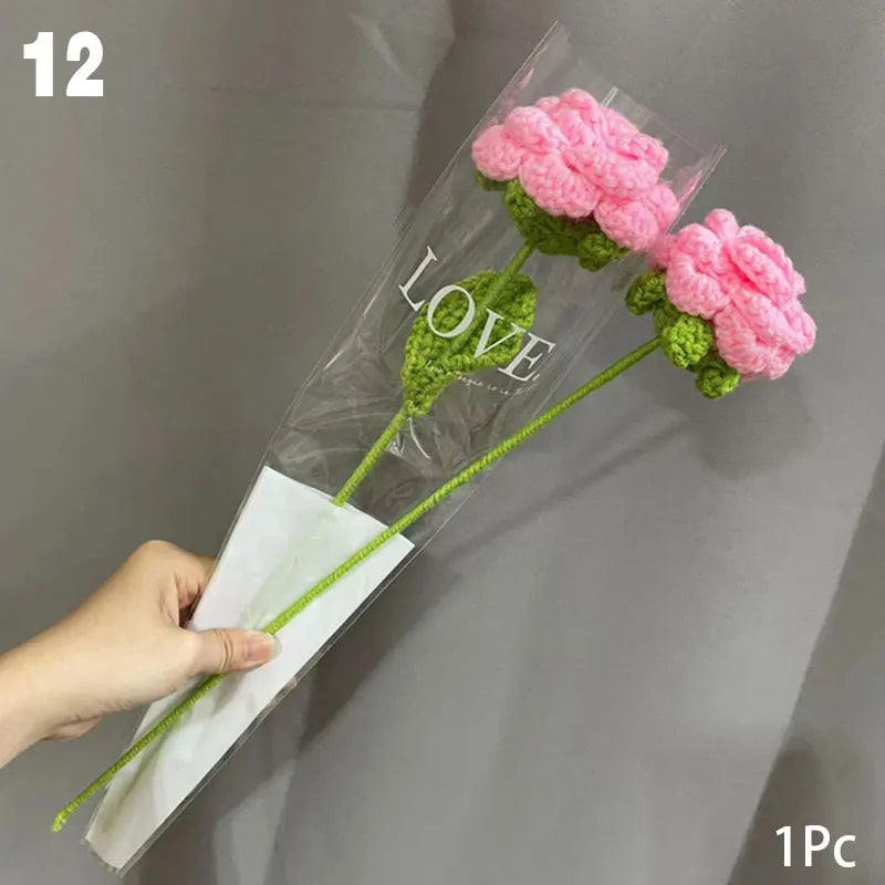Gestrickter Rosen-Tulpen-Blumenstrauß für Hochzeiten