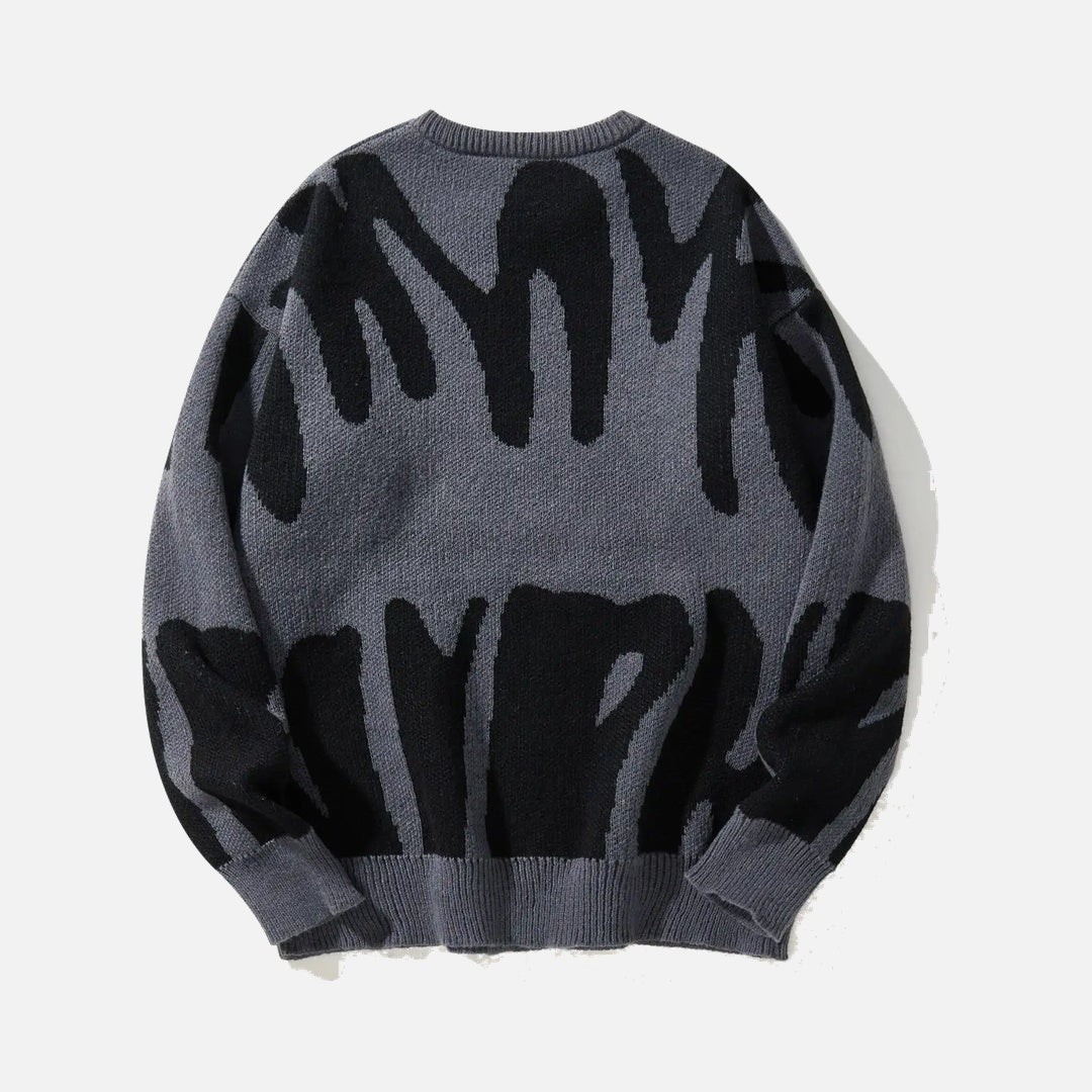 Irregular Jacquard pattern O-neck Sweater