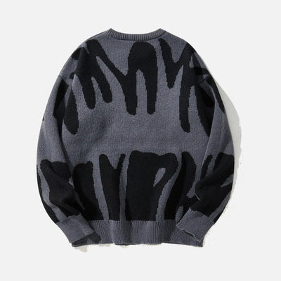 Irregular Jacquard pattern O-neck Sweater