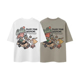 T-Shirt mit Berg-Print und Unifarbe
