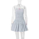 Soft Girl Striped Ruched Mini Dress