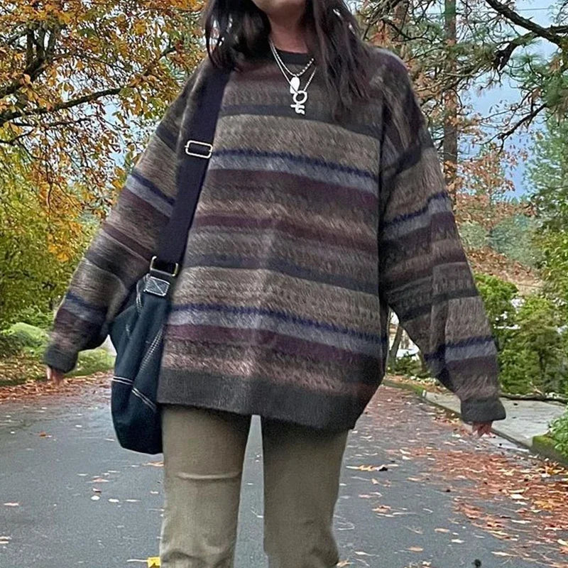 Vintage gestreifter Strickpullover
