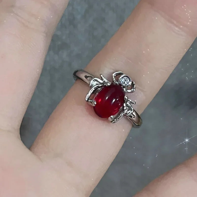 Y2K Crystal Red Rings