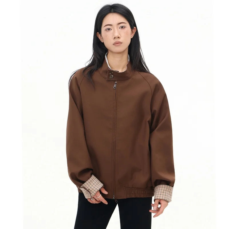 Corporate Girlie Brown Minimalist Varsity Jacket