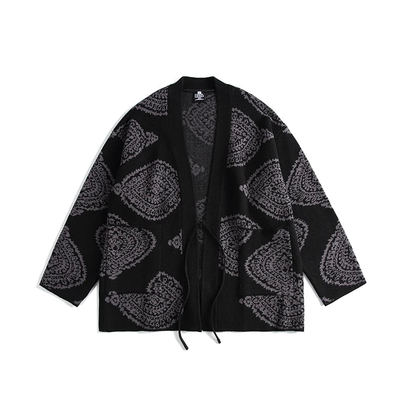 Großer, gestrickter Kimono-Cardigan im japanischen Stil