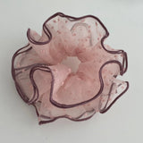 Ruffled Sheer Dot Mesh Ponytail Holder
