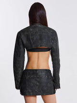 Faux Leather Cross Belt Mini Skirt
