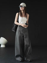 Corporate Girl Modern Pleated Wide Leg Pants
