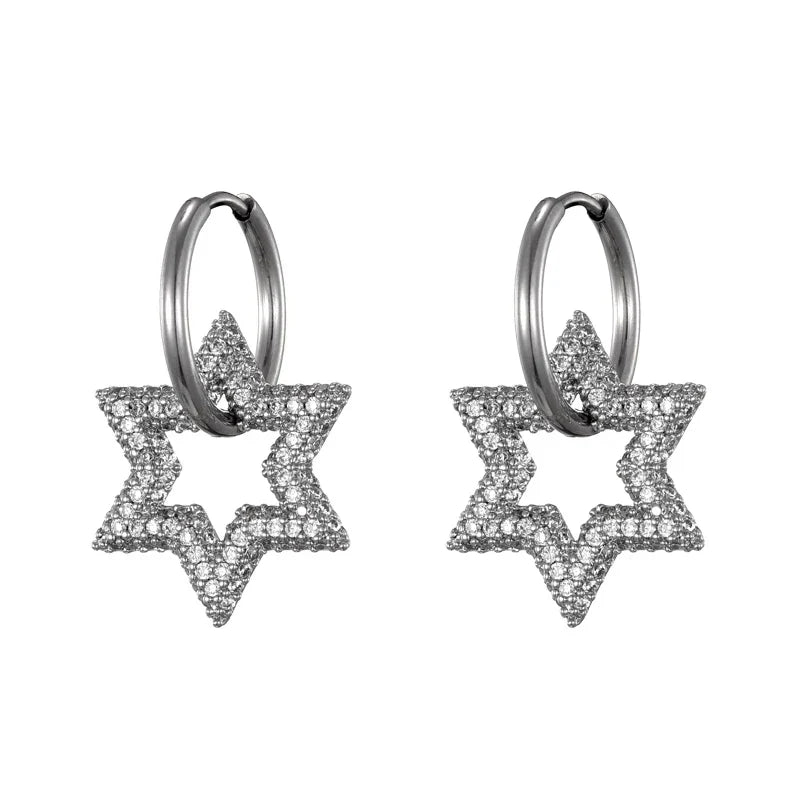 Steel Buckle Oval Earrings
