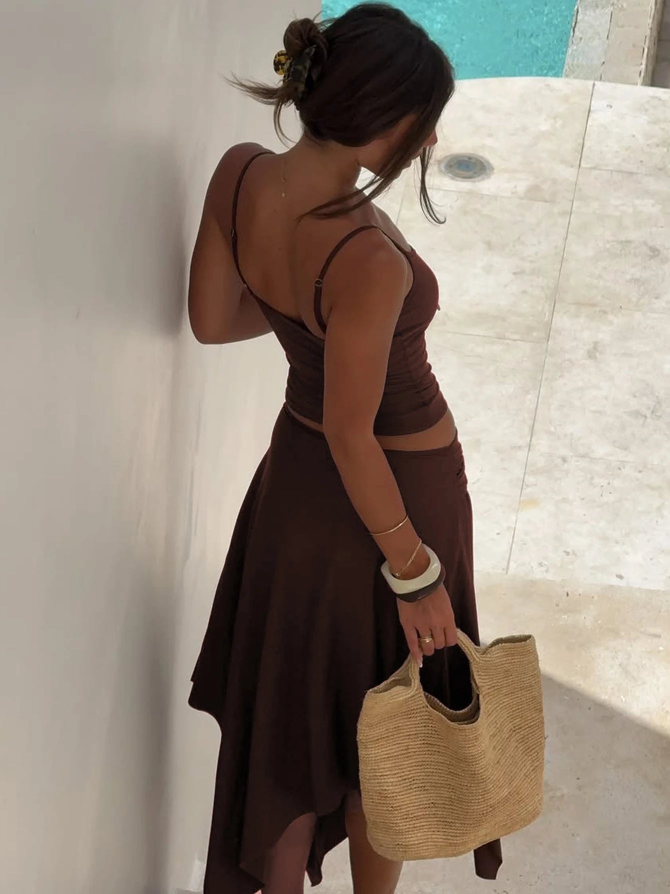 Old Money Irregular Skirt & Cami Top Women's Outfit