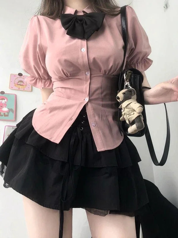 Blusas delgadas japonesas Kawaii