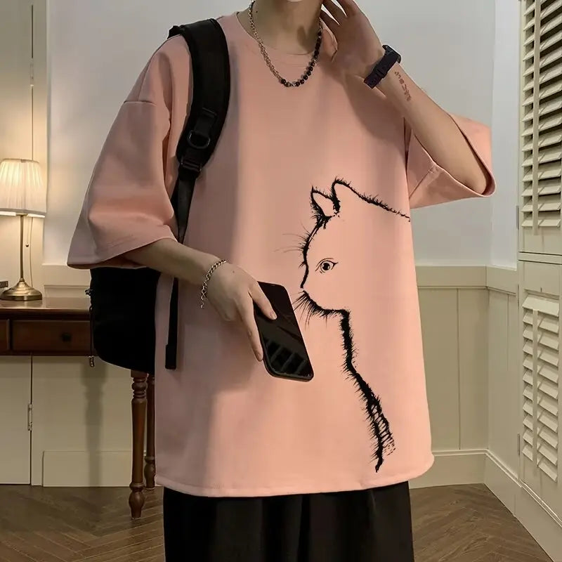 Loose Fit Summer Cat T-Shirt