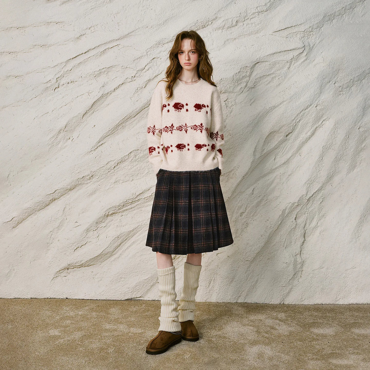 Sheep Jacquard Crew Neck Sweater