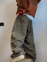 Y2K Olive Plaid Wide Leg Pants