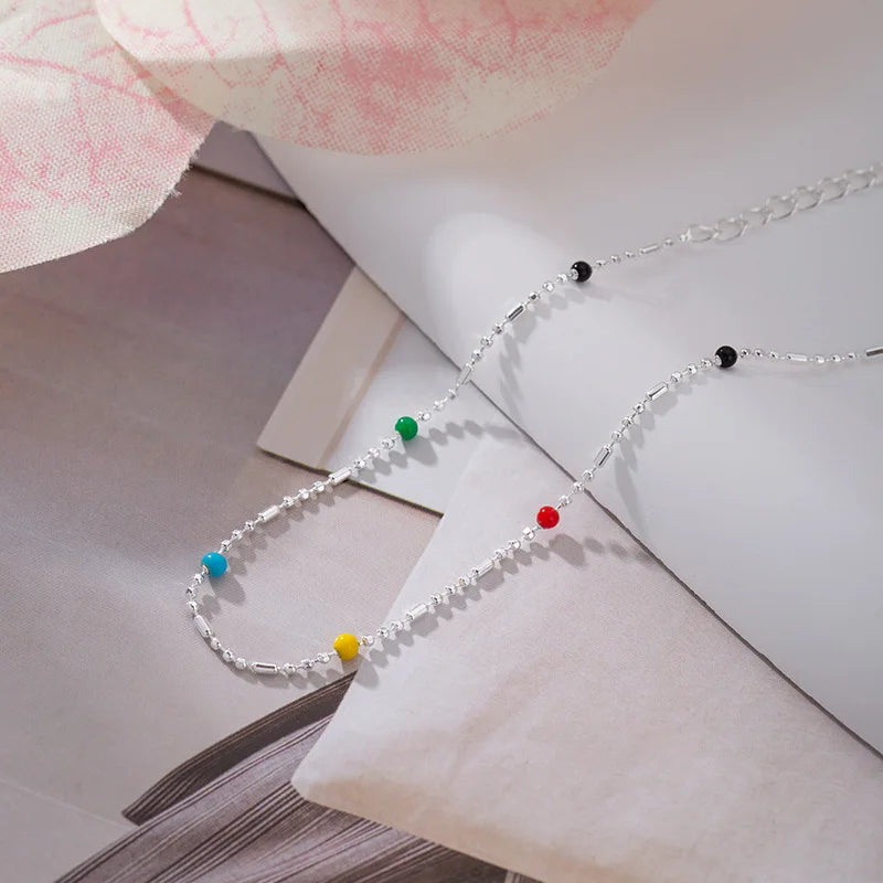 Vibrant Rainbow Dopamine Bean Necklace