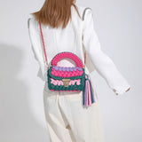 Woven Bag Knitted Shoulder Chunky