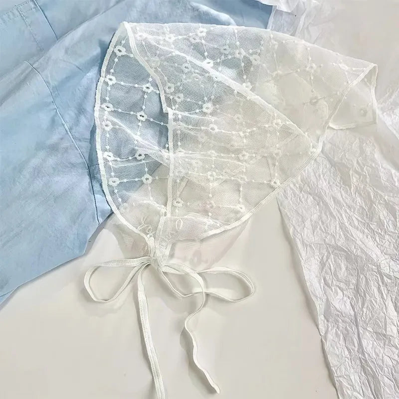Lace White Polka Dot Women's Headscarf