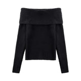 Y2K Schulterfreier Strickpullover