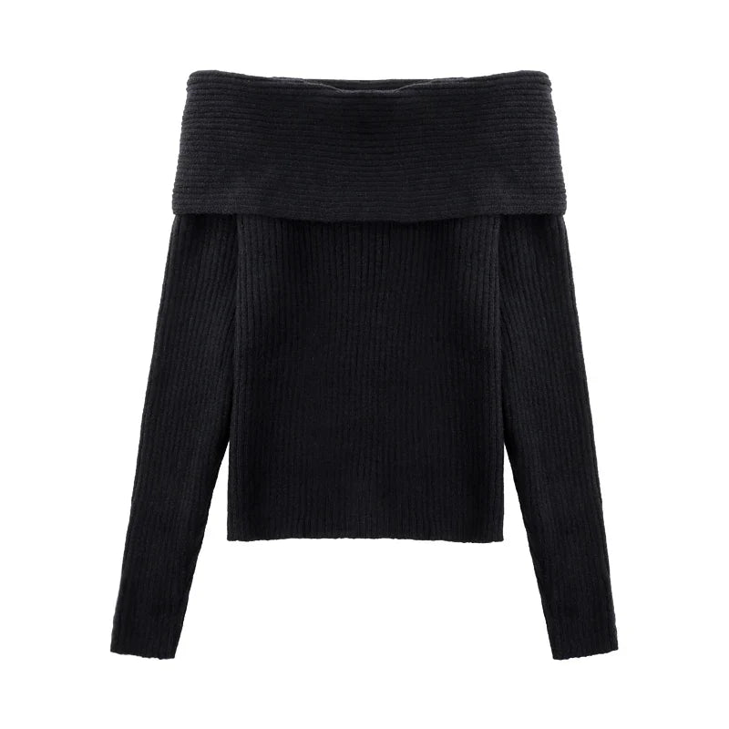 Y2K Schulterfreier Strickpullover