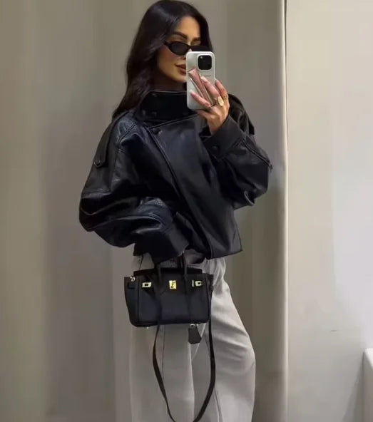 Women's Faux Leather Black Jacket