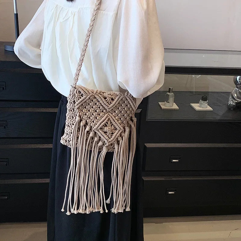 Women Crochet Tassel Beach Bag
