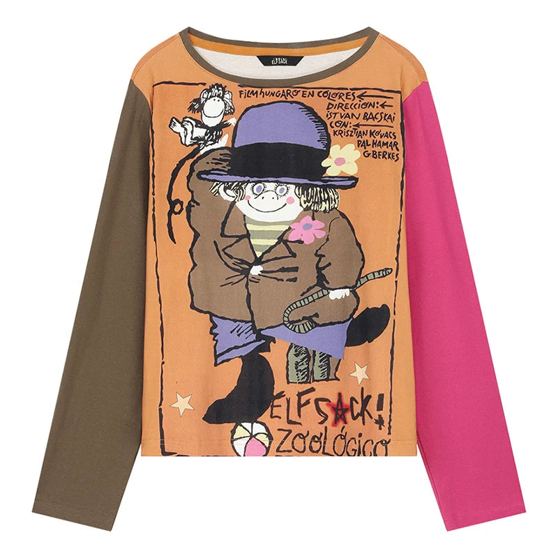Novelty Colorful Sleeves Top