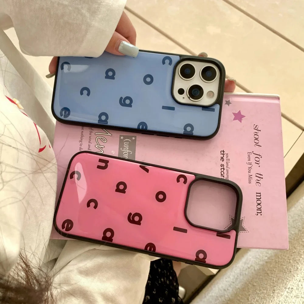 Barbie Core Letters Solid Color iPhone Cases