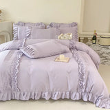 Cream White Princess Ruffles Bedding Set