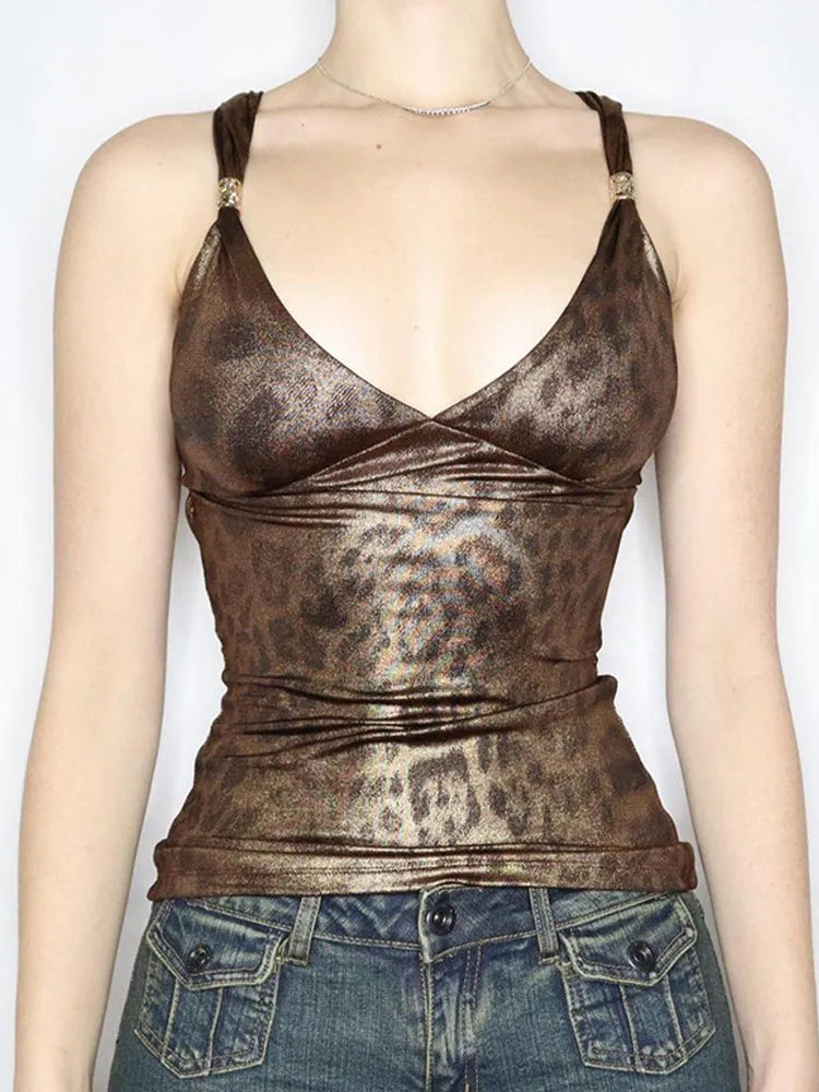 Baddie Leopard Backless Top