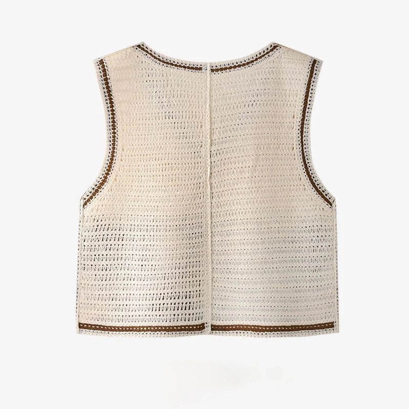 Handmade Crochet Woman Vest Open Front