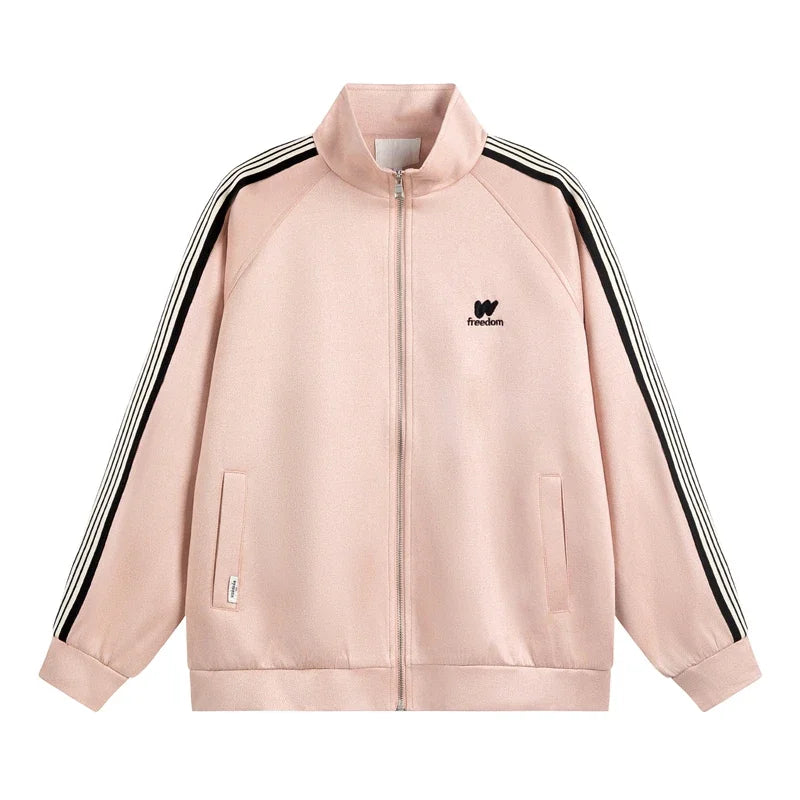Gestreifter Damen-Sweatshirt mit Reißverschluss für den Frühling