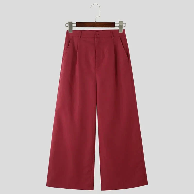 Basic Solid Color Korean Wide Leg Pants