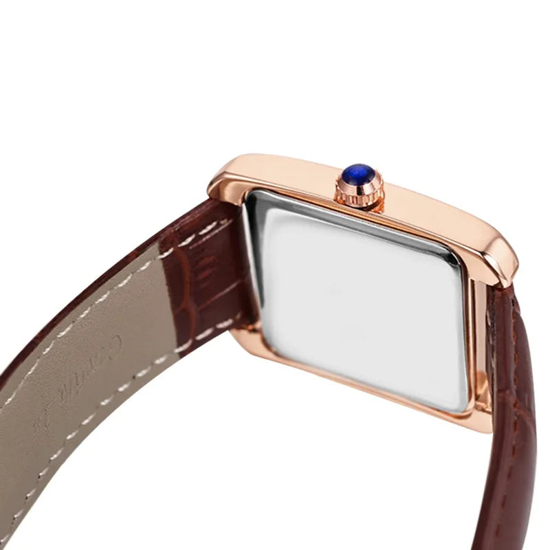 Unisex Simple Square Leather Watch