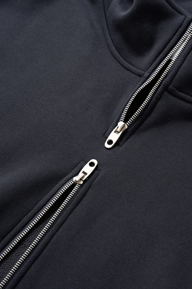 Kapuzenpullover mit doppeltem Reißverschluss und hohem Kragen
