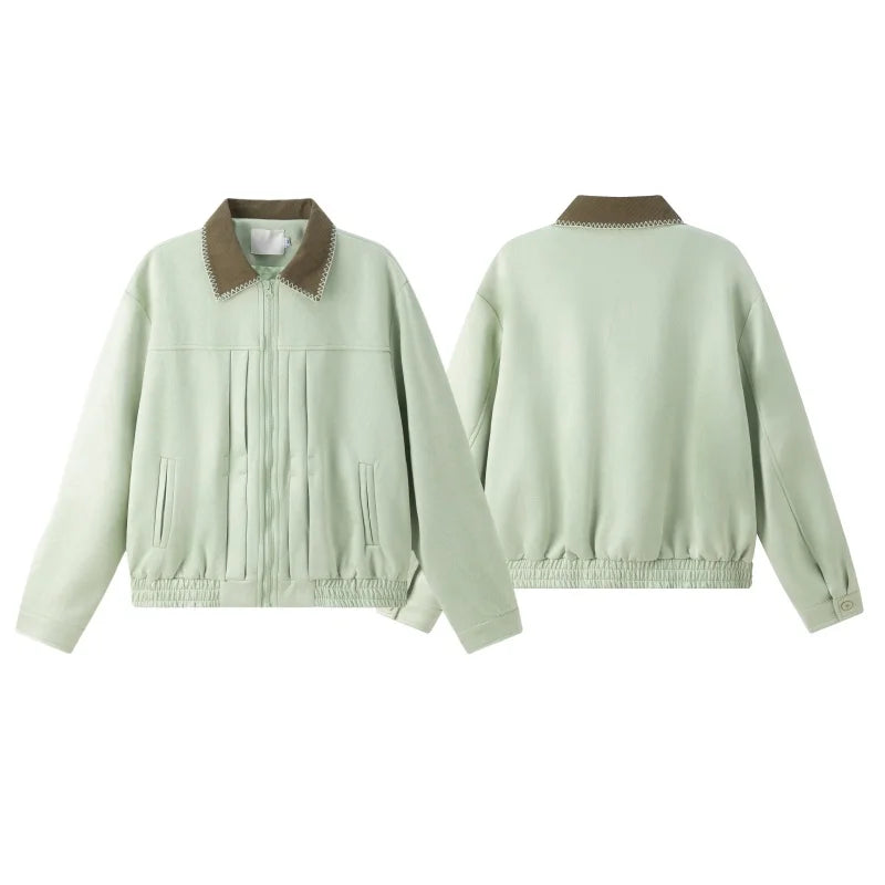 Mint Green Aviator Women's Minimal Varsity Jacket