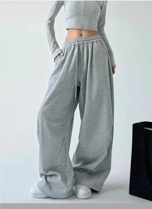 Graue weite Hose mit Kordelzug