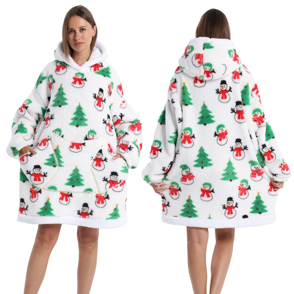 Strawberry Printed Oversized Blanket Hoodie