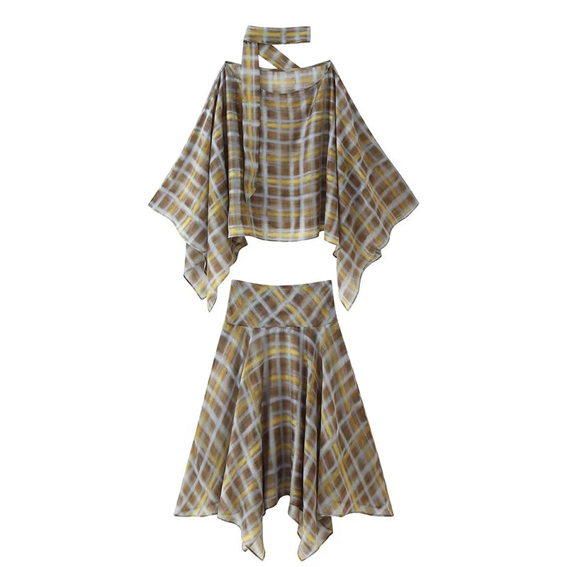 Round Neck With Scarf Wide Sleeves Blouse